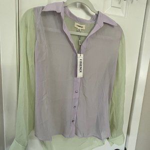 New L'Agence Holly Orchid H and Ambrosia Sheer Blouse Size XS
